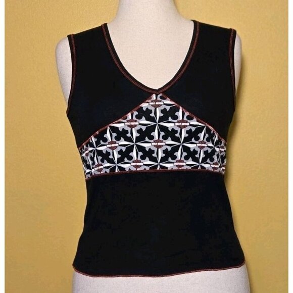 Harley Davidson Tank Top Womens Vintage Sleeveless Medium Logo Black Tee 94554 - Picture 1 of 9
